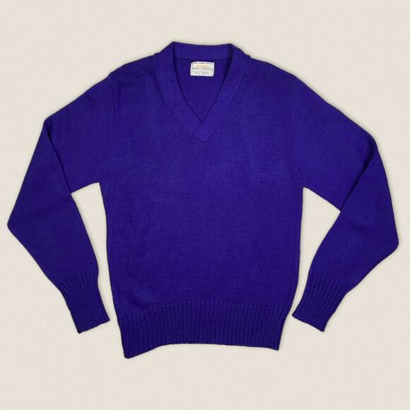Vintage 60s 70s V Neck Acrylic Sweater Size Small BPC Bristol - Picture 1 of 5